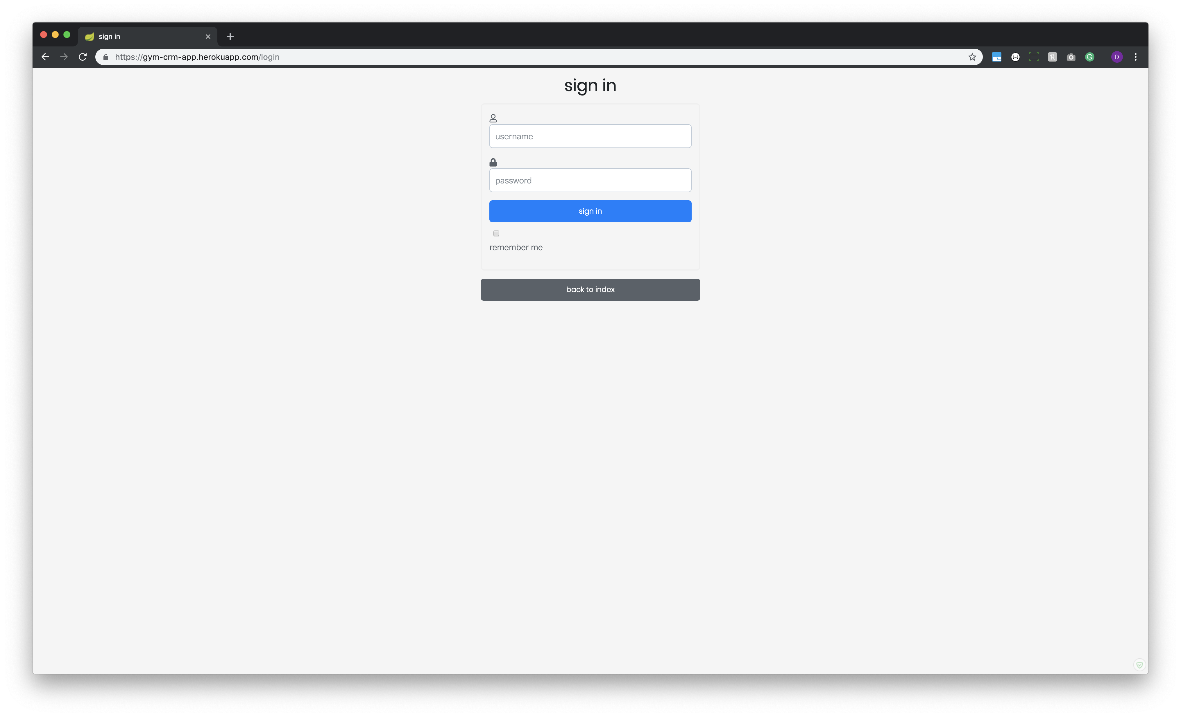 login page